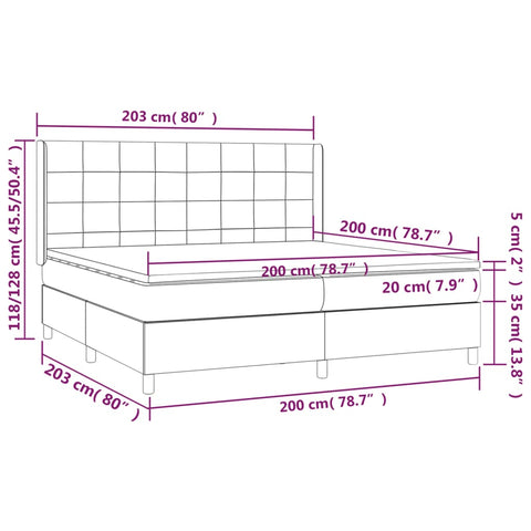 vidaXL Boxspringbett mit Matratze Blau 200x200 cm Stoff