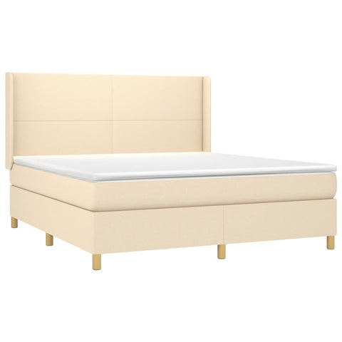 vidaXL Boxspringbett mit Matratze Creme 160x200 cm Stoff