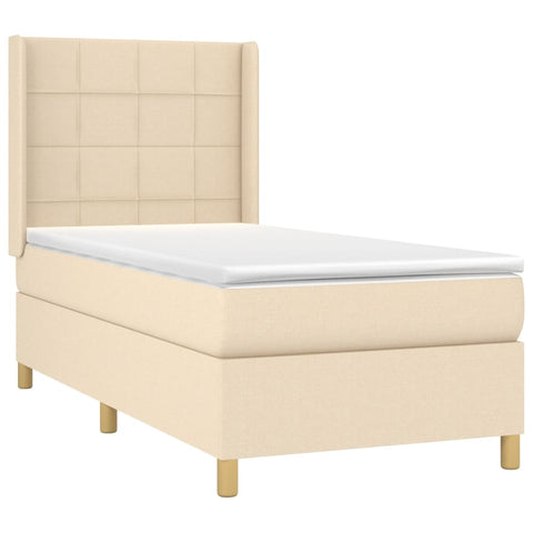 vidaXL Boxspringbett mit Matratze Creme 80x200 cm Stoff