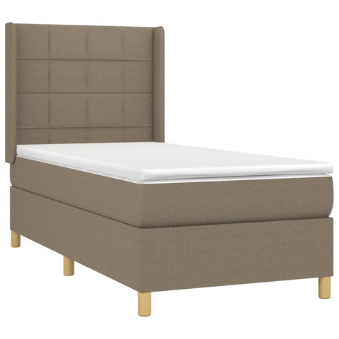 vidaXL Boxspringbett mit Matratze Taupe 90x190 cm Stoff