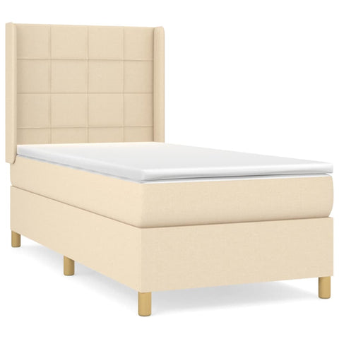 vidaXL Boxspringbett mit Matratze Creme 90x190 cm Stoff