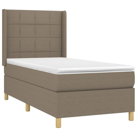 vidaXL Boxspringbett mit Matratze Taupe 100x200 cm Stoff