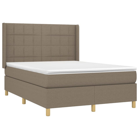 vidaXL Boxspringbett mit Matratze Taupe 140x190 cm Stoff