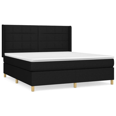 vidaXL Boxspringbett mit Matratze Schwarz 160x200 cm Stoff