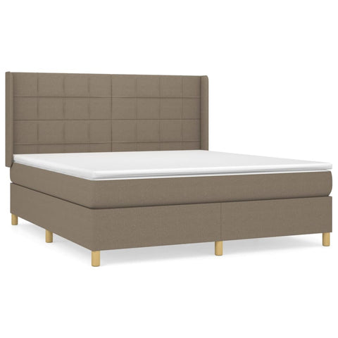 vidaXL Boxspringbett mit Matratze Taupe 180x200 cm Stoff