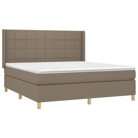 vidaXL Boxspringbett mit Matratze Taupe 180x200 cm Stoff