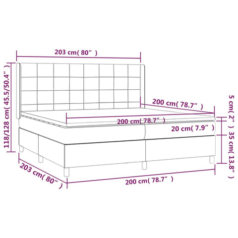 vidaXL Boxspringbett mit Matratze Taupe 200x200 cm Stoff