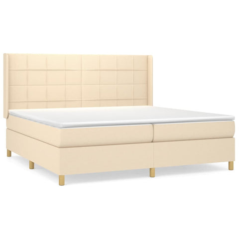 vidaXL Boxspringbett mit Matratze Creme 200x200 cm Stoff