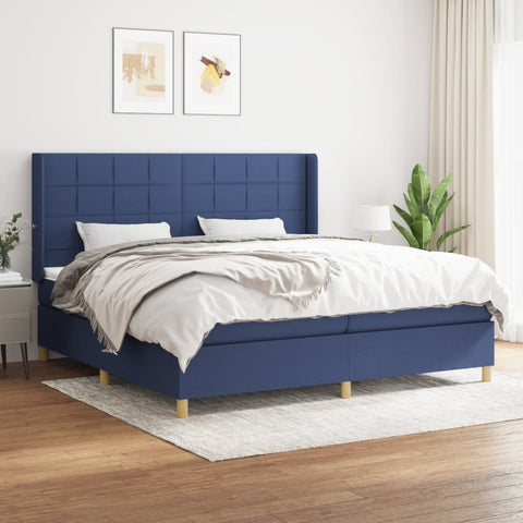 vidaXL Boxspringbett mit Matratze Blau 200x200 cm Stoff