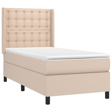 vidaXL Boxspringbett mit Matratze Cappuccino-Braun 90x200cm Kunstleder