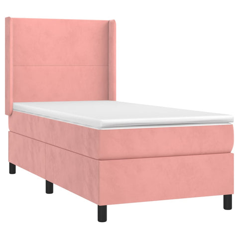 vidaXL Boxspringbett mit Matratze Rosa 80x200 cm Samt