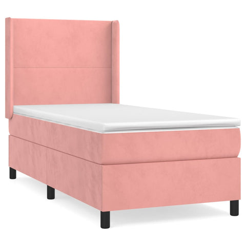 vidaXL Boxspringbett mit Matratze Rosa 90x190 cm Samt