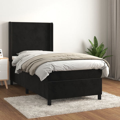 vidaXL Boxspringbett mit Matratze Schwarz 90x200 cm Samt