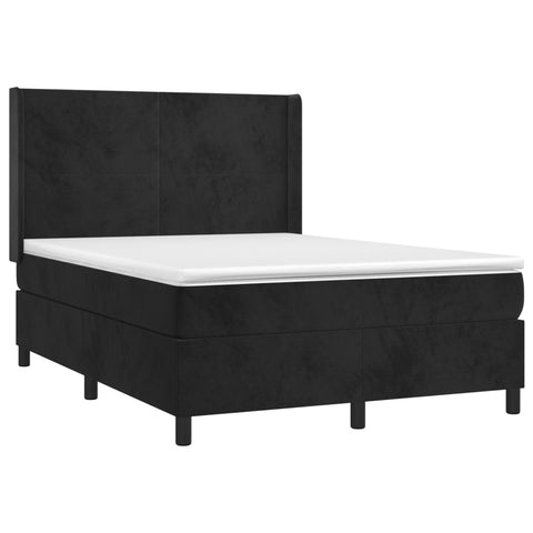 vidaXL Boxspringbett mit Matratze Schwarz 140x190 cm Samt