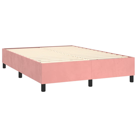 vidaXL Boxspringbett mit Matratze Rosa 140x190 cm Samt