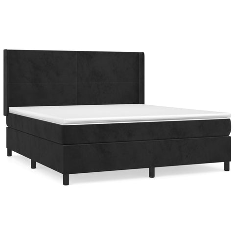 vidaXL Boxspringbett mit Matratze Schwarz 160x200 cm Samt