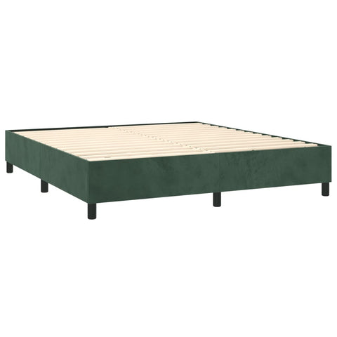 vidaXL Boxspringbett mit Matratze Dunkelgrün 160x200 cm Samt