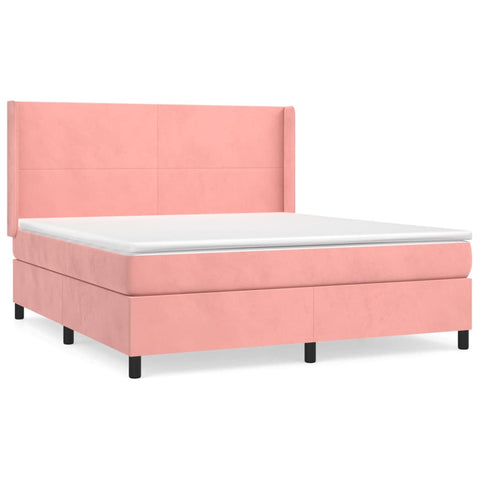 vidaXL Boxspringbett mit Matratze Rosa 180x200 cm Samt