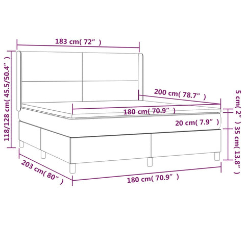 vidaXL Boxspringbett mit Matratze Rosa 180x200 cm Samt