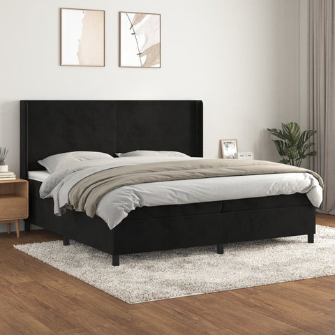 vidaXL Boxspringbett mit Matratze Schwarz 200x200 cm Samt