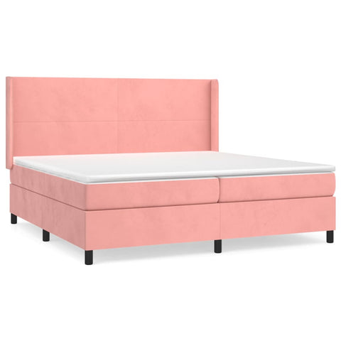 vidaXL Boxspringbett mit Matratze Rosa 200x200 cm Samt