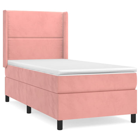 vidaXL Boxspringbett mit Matratze Rosa 80x200 cm Samt