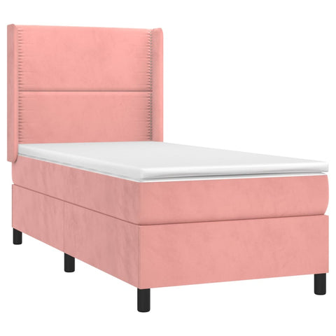 vidaXL Boxspringbett mit Matratze Rosa 80x200 cm Samt