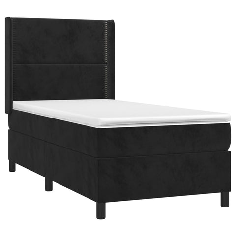 vidaXL Boxspringbett mit Matratze Schwarz 90x190 cm Samt