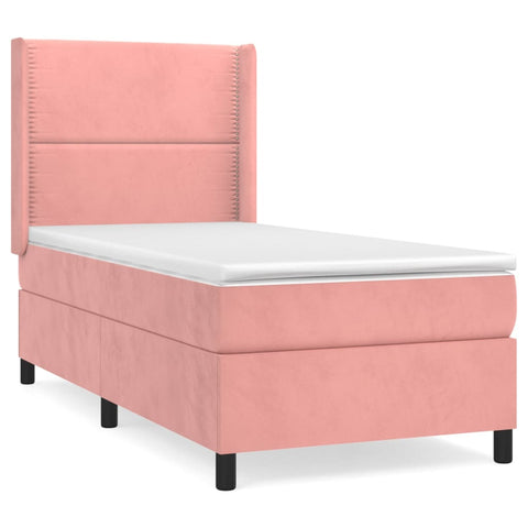 vidaXL Boxspringbett mit Matratze Rosa 90x190 cm Samt