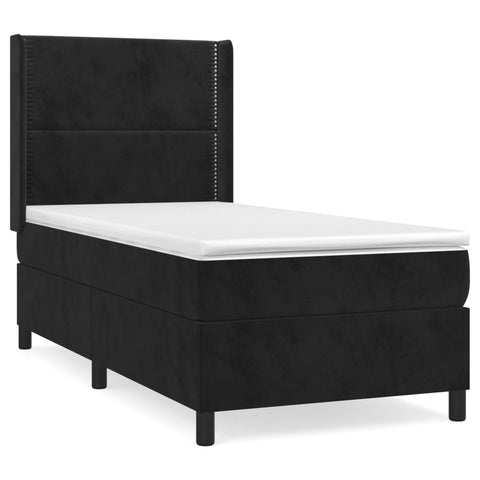 vidaXL Boxspringbett mit Matratze Schwarz 90x200 cm Samt