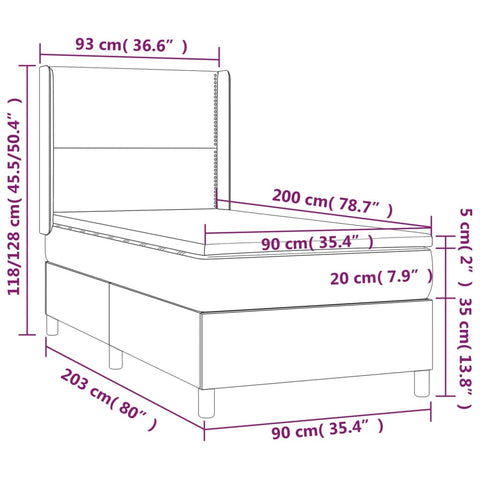 vidaXL Boxspringbett mit Matratze Rosa 90x200 cm Samt