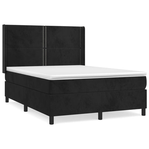 vidaXL Boxspringbett mit Matratze Schwarz 140x190 cm Samt