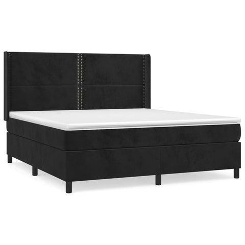 vidaXL Boxspringbett mit Matratze Schwarz 160x200 cm Samt