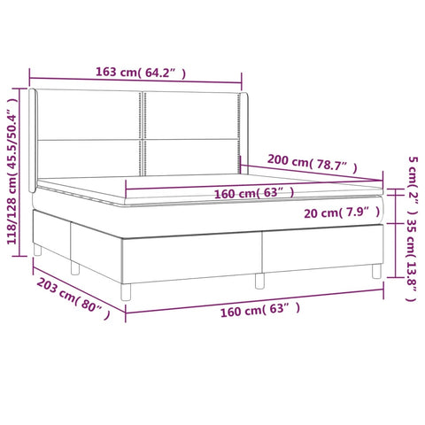 vidaXL Boxspringbett mit Matratze Schwarz 160x200 cm Samt