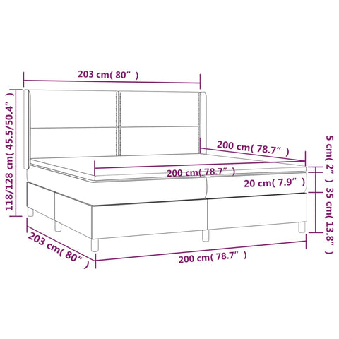 vidaXL Boxspringbett mit Matratze Schwarz 200x200 cm Samt