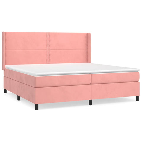 vidaXL Boxspringbett mit Matratze Rosa 200x200 cm Samt