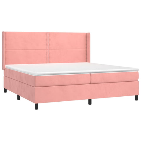 vidaXL Boxspringbett mit Matratze Rosa 200x200 cm Samt