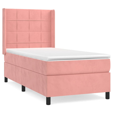 vidaXL Boxspringbett mit Matratze Rosa 80x200 cm Samt