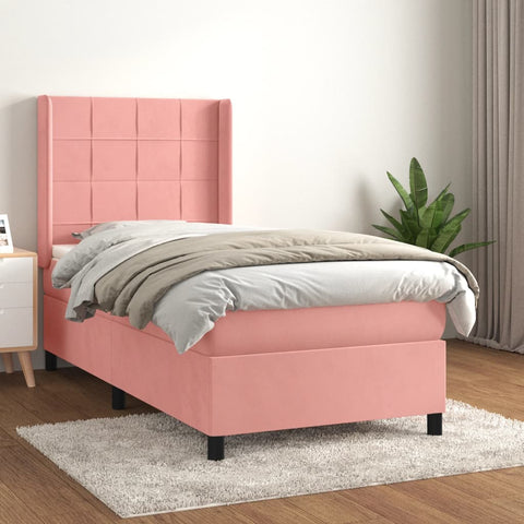 vidaXL Boxspringbett mit Matratze Rosa 80x200 cm Samt