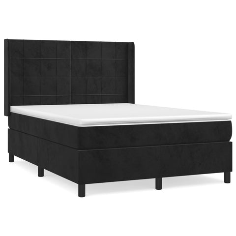 vidaXL Boxspringbett mit Matratze Schwarz 140x190 cm Samt