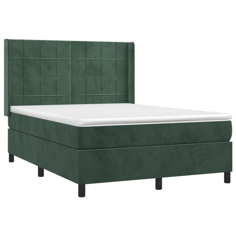 vidaXL Boxspringbett mit Matratze Dunkelgrün 140x190 cm Samt