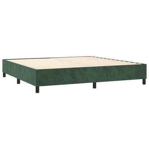 vidaXL Boxspringbett mit Matratze Dunkelgrün 180x200 cm Samt