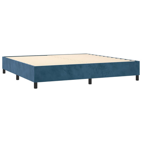 vidaXL Boxspringbett mit Matratze Dunkelblau 180x200 cm Samt