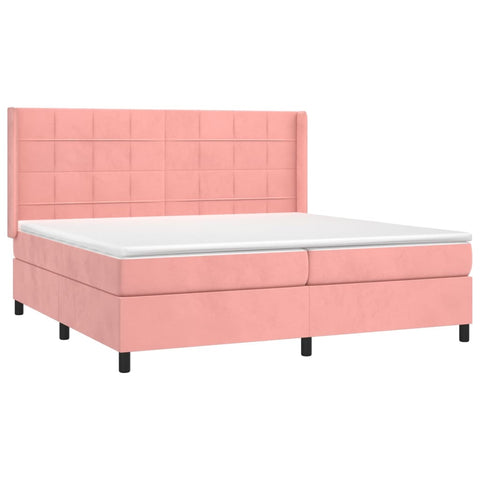 vidaXL Boxspringbett mit Matratze Rosa 200x200 cm Samt