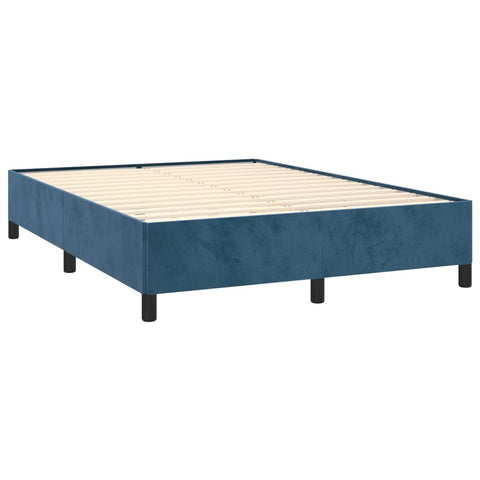 vidaXL Boxspringbett mit Matratze Dunkelblau 140x190 cm Samt