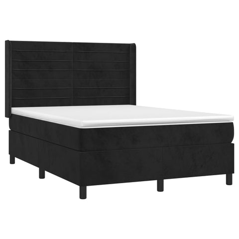 vidaXL Boxspringbett mit Matratze Schwarz 140x200 cm Samt