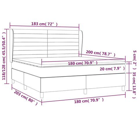 vidaXL Boxspringbett mit Matratze Rosa 180x200 cm Samt