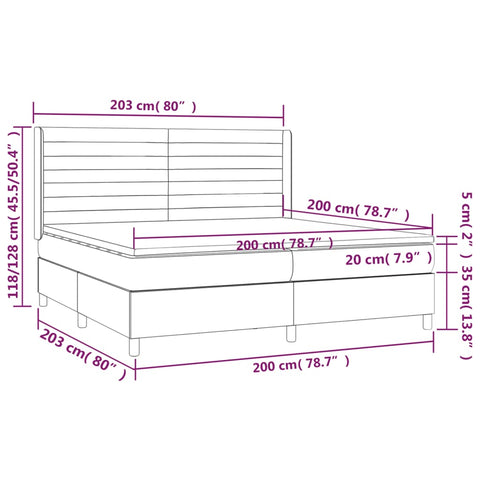 vidaXL Boxspringbett mit Matratze Schwarz 200x200 cm Samt