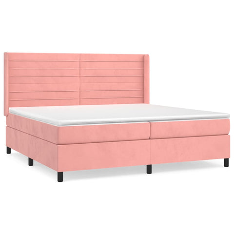 vidaXL Boxspringbett mit Matratze Rosa 200x200 cm Samt