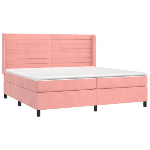 vidaXL Boxspringbett mit Matratze Rosa 200x200 cm Samt